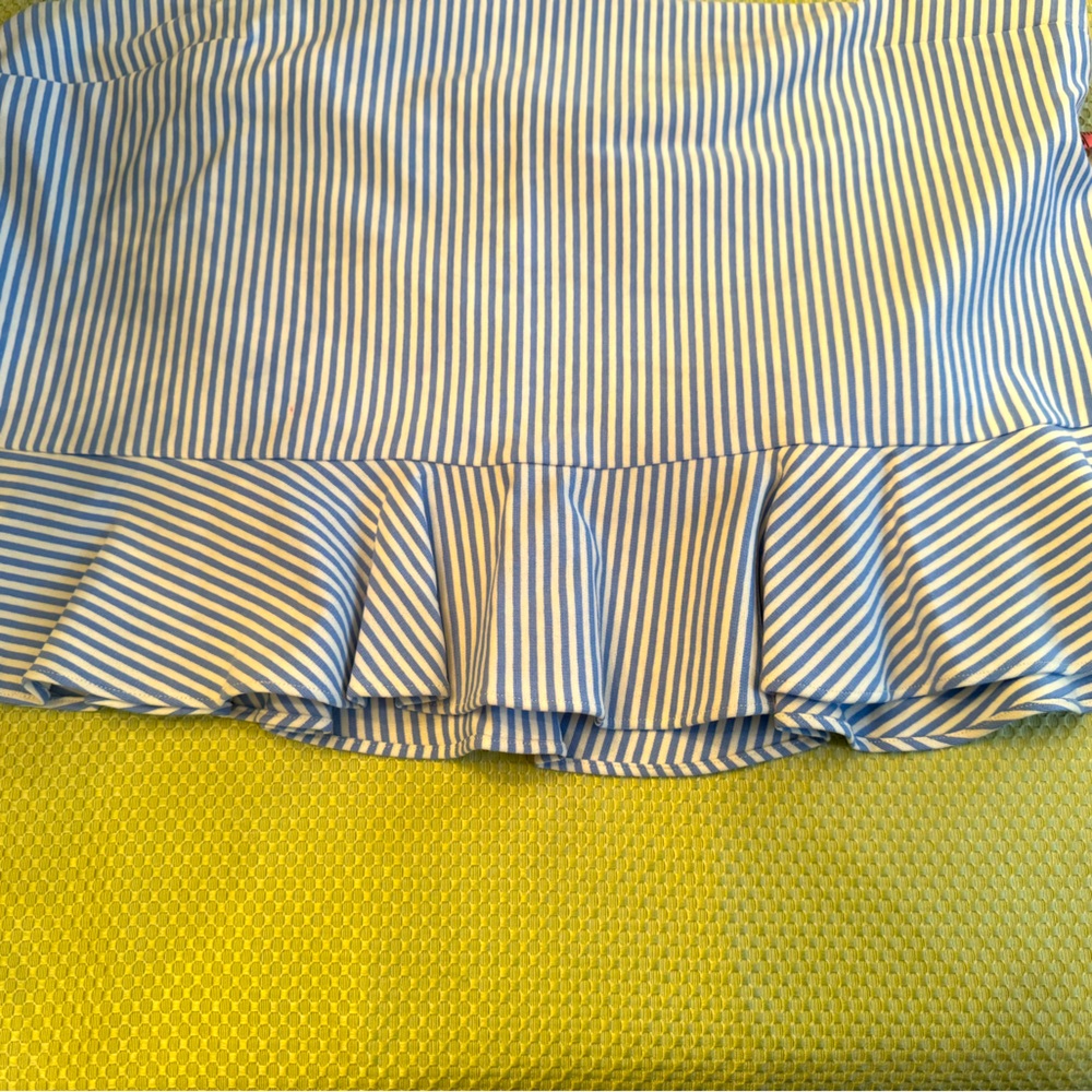 Ann Taylor XL blue/white striped lightweight jersey sleeveless peplum top. EUC - Picture 5 of 10